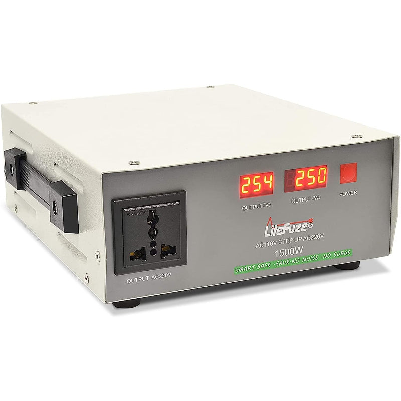 1500W Step Up Power Transformer W/ Wattage Detection & Circuit Breaker Protection