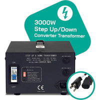 Thumbnail for 3000W Step Up/Step Down Power Transformer W/ Universal Output Fuse Protection