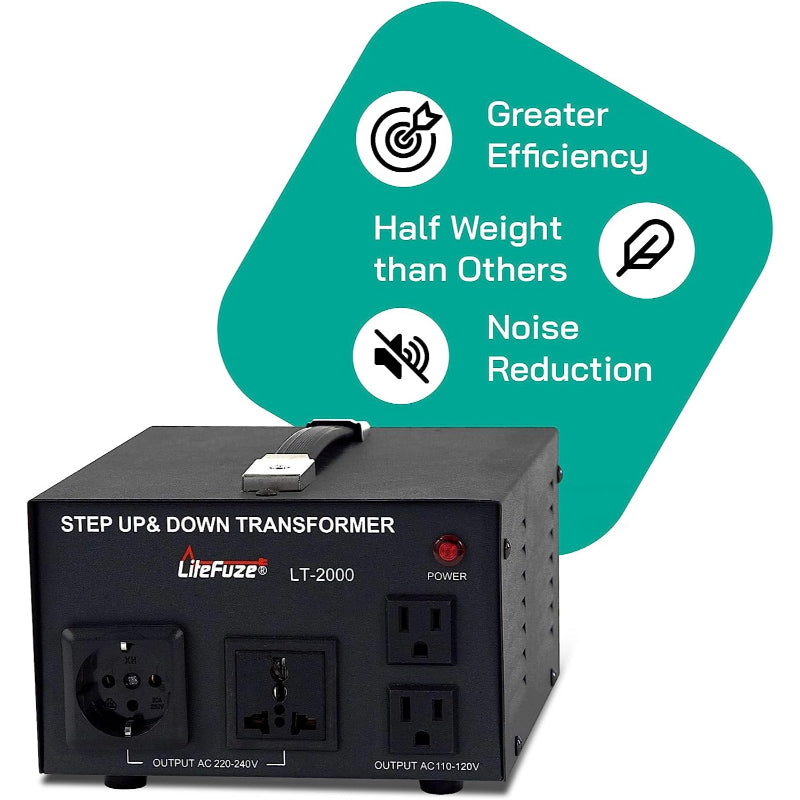 2000W Step Up/Step Down Power Transformer W/ Universal Output Fuse Protection