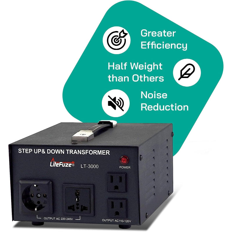 3000W Step Up/Step Down Power Transformer W/ Universal Output Fuse Protection