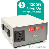 Thumbnail for 1000W Step Up Power Transformer W/ Wattage Detection & Circuit Breaker Protection