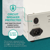 Thumbnail for 750W Step Up Power Transformer W/ Wattage Detection & Circuit Breaker Protection