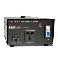 Thumbnail for LiteFuze 3000 Watt Voltage Converter Transformer Step Up/Down - 110v to 220v / 220v to 110v Power Converter - Fully USA Grounded Cord - Universal Outlet Socket (LT-3000UD)