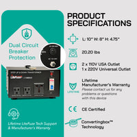 Thumbnail for 5000W Step Up/Step Down Power Transformer W/ Universal Output Fuse Protection