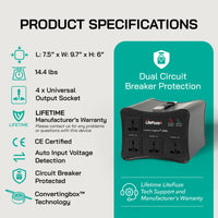 Thumbnail for 2000W Step Up/Step Down Power Transformer W/ Converting Box Technology - Black