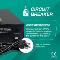 Thumbnail for LiteFuze 2000w Step-Up/step-Down Transformer for Japanese and US appliances with 2 Outputs Sockets - Premium Copper Coil, Noise Reduction, and Circuit Breaker Protection (JP-2000)