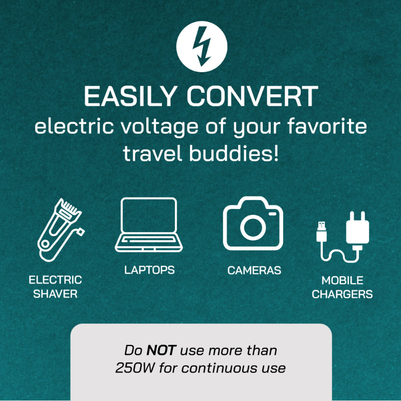 500W Step Up/Step Down Power Transformer - Type B Plug for Camera, Laptop & More