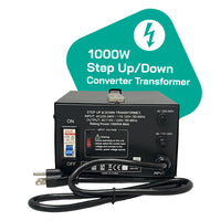 Thumbnail for 1000W Step Up/Step Down Power Transformer W/ Universal Output Fuse Protection