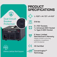 Thumbnail for 3000W Step Up/Step Down Power Transformer W/ Universal Output Fuse Protection