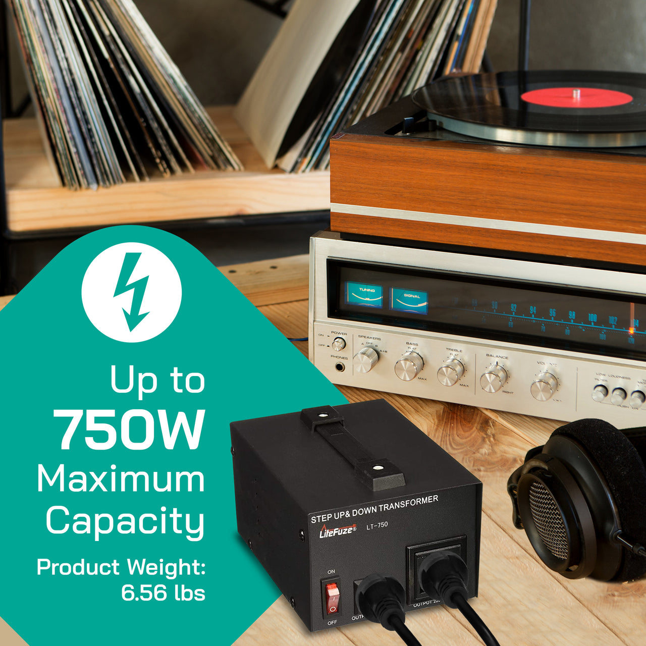 750W Step Up/Step Down Power Transformer W/ Universal Output Fuse Protection (LT-750)