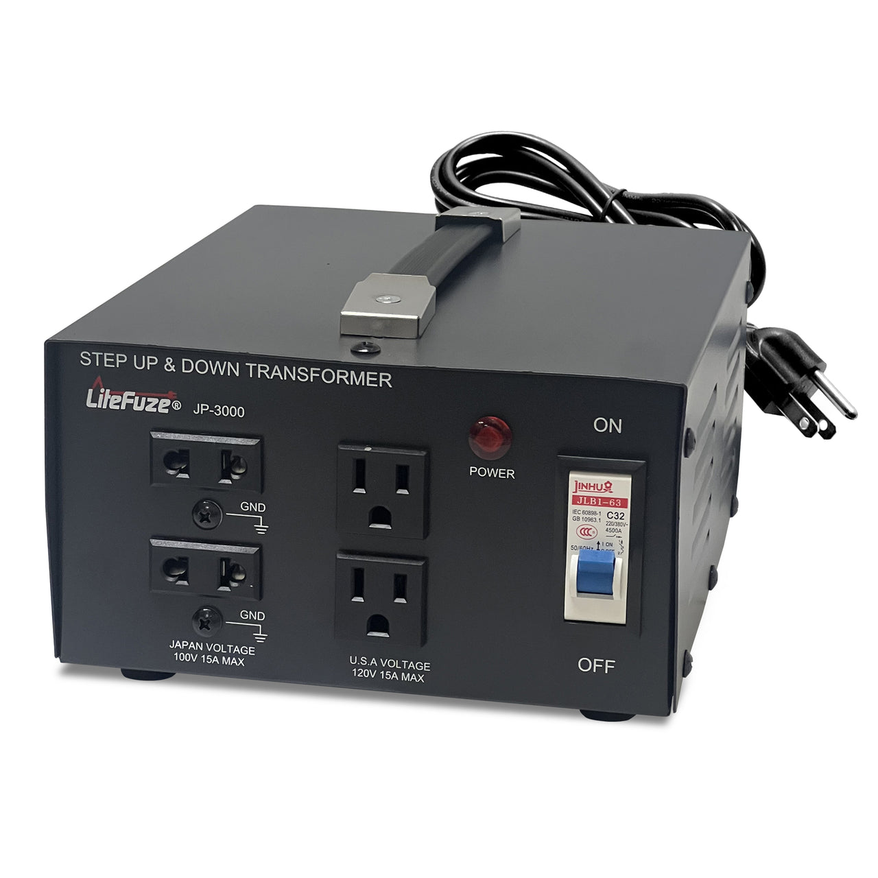 Litefuze 3000W Japan Voltage Converter Transformer - Step Up/down 100v to 120v & 120v to 100v - CE Certified With Circuit Breaker Protection - 3-Year Warranty.(JP-3000)